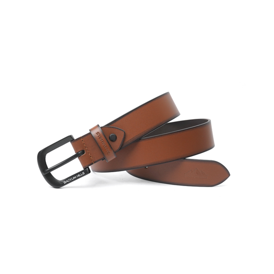 Backum Hills Leather Casual Plain Belt - Elegant Tan