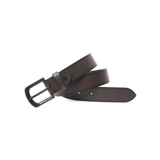 Backum Hills Leather Casual Plain Belt - Coffee Brown
