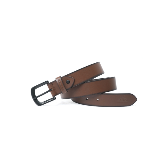 Backum Hills Leather Casual Plain Belt - Rich Brown